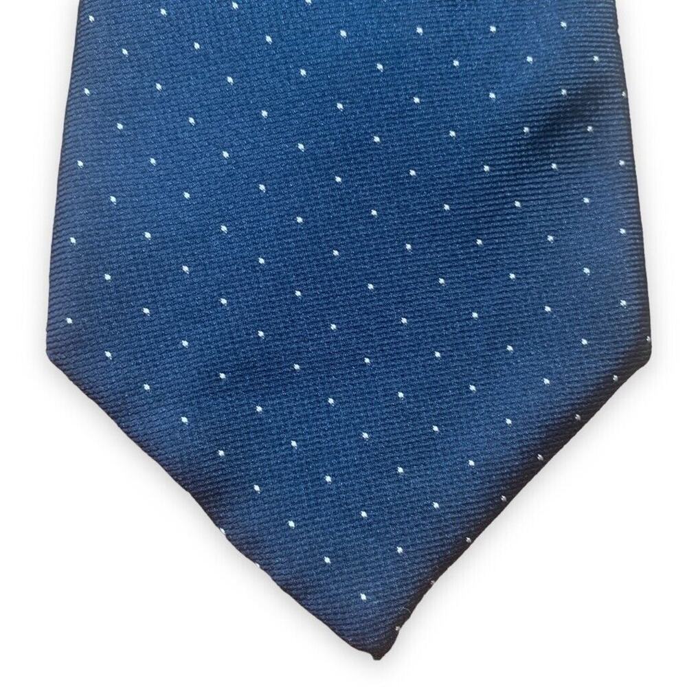 Men’s Vintage JG Hook Tie Navy Blue Pinpoint White Polka Dots